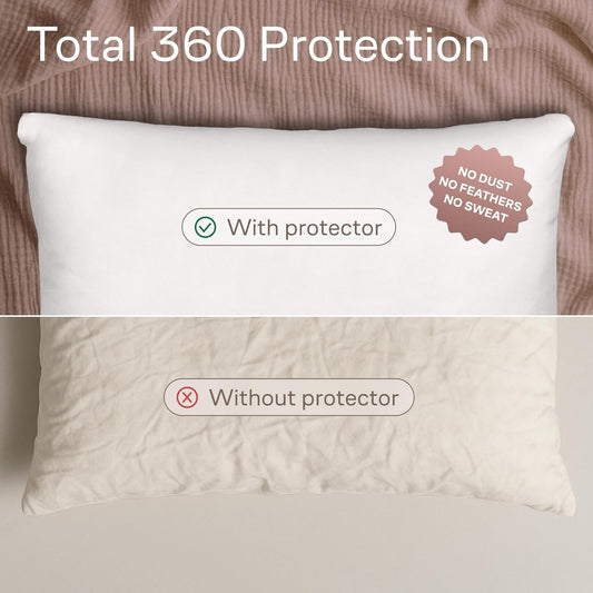 Ultra Soft Pillow Protectors with Zipper - Queen Size - Set of 4 - White