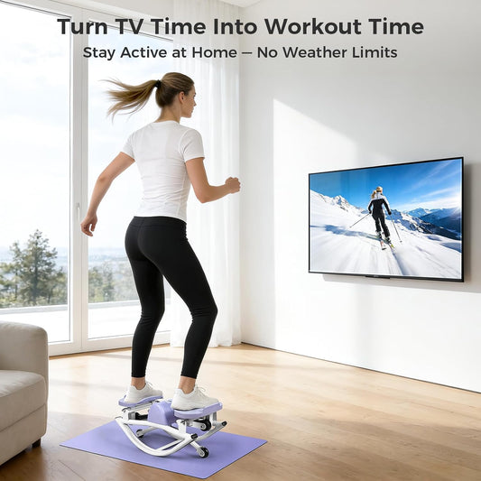 Rock Stepper Side to Side, Rocking Stepper with Lateral Motion, Compact Side Stepper for Home & Apartment, Low Impact Workout Machine with Resistance Bands & Non-Slip Mat (Purple)