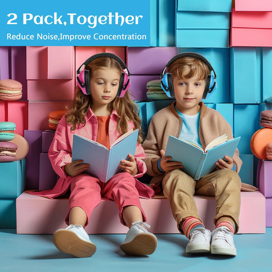 Floriogra 2 Pack Noise Canceling Headphones for Kids, Kids Ear Protection Earmuffs for Autism, Toddler, Children, Noise Cancelling Sound Proof Earmuffs/Headphones for Concerts, Air Shows, Fireworks