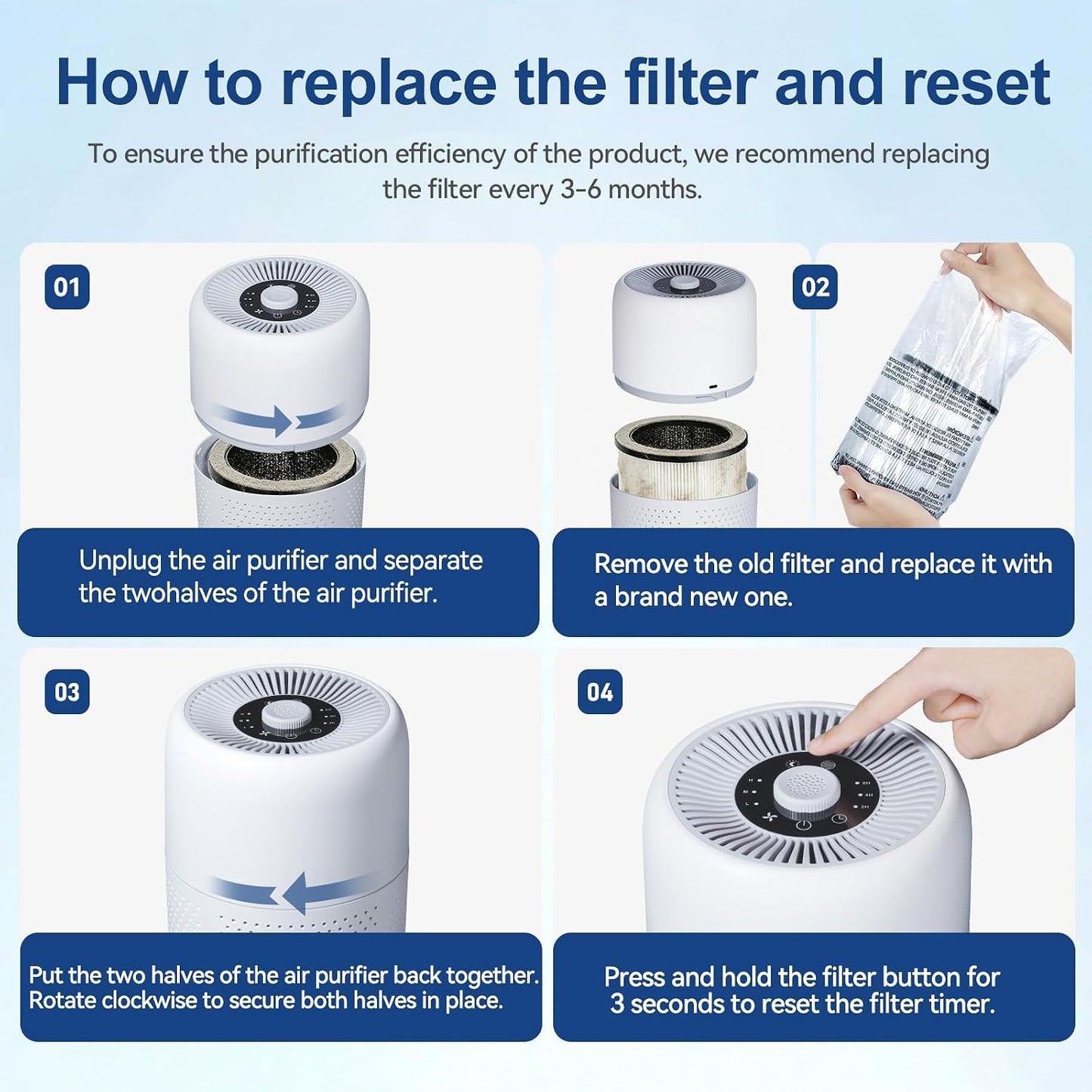 2 Pack YARIKI Air Purifiers for Bedroom with H13 True HEPA Filter,360° Air Intake,Essential Oil Diffuser,Night Light, 24dB Quiet Compact Air Purifier,P60