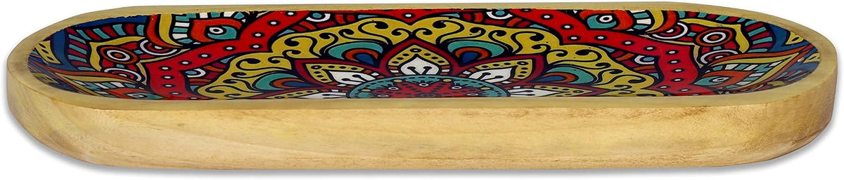 Bless-International Traditional-Handmade-Tray-Burner Wooden-Trat-Incense-Stick-Holder Ash-Catcher-Stand for-Aromatherapy-Meditation-Yoga 11x4x1.22 Inches (Wooden Tray)