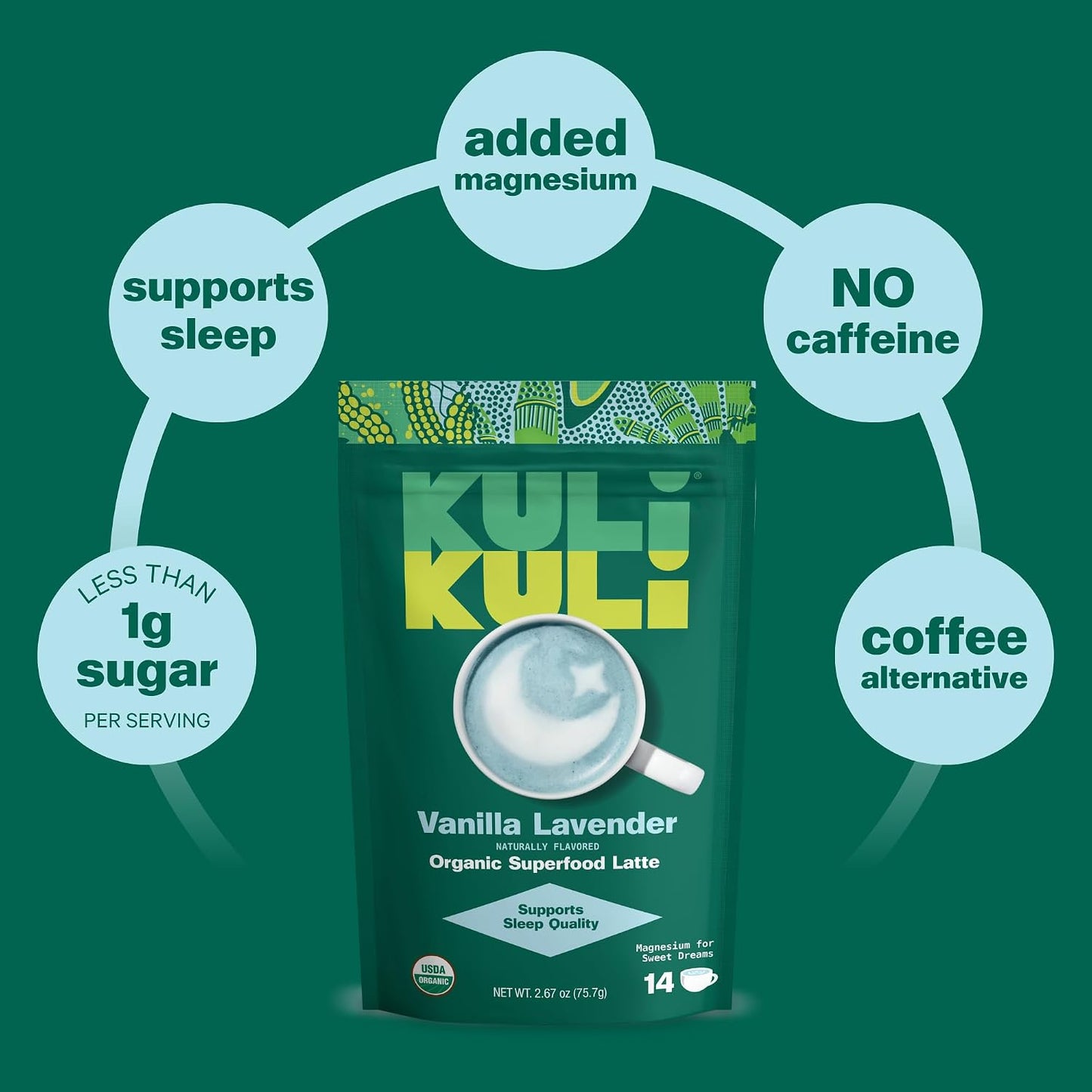 Kuli Kuli Organic Moringa Powder Matcha Green Tea Latte - Lion's Mane