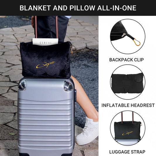 Compact Travel Blanket for Airplane, Premium Soft 2-in-1 Blanket with Pillowcase and Carry Bag, Lightweight Travel Essentials with Luggage Sleeve and Backpack Clip, Mint Green