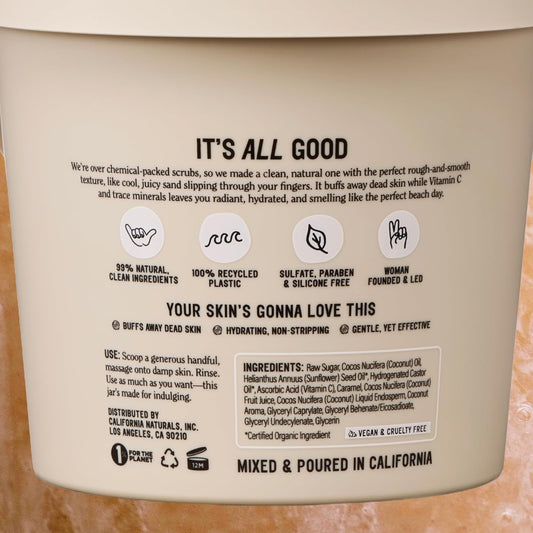 California Naturals Exfoliating Body Scrub with Coconut Oil, Sugar and Vitamin C Naturally Scented with Toasted Coconut, 14.5 oz