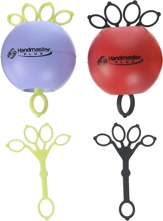 Handmaster Plus Physical Therapy Hand Exerciser - Forearm Exerciser with Stress Relief Ball - Hand Therapy Balls for Training - Finger Exerciser & Strengthener - Multicolored Balls