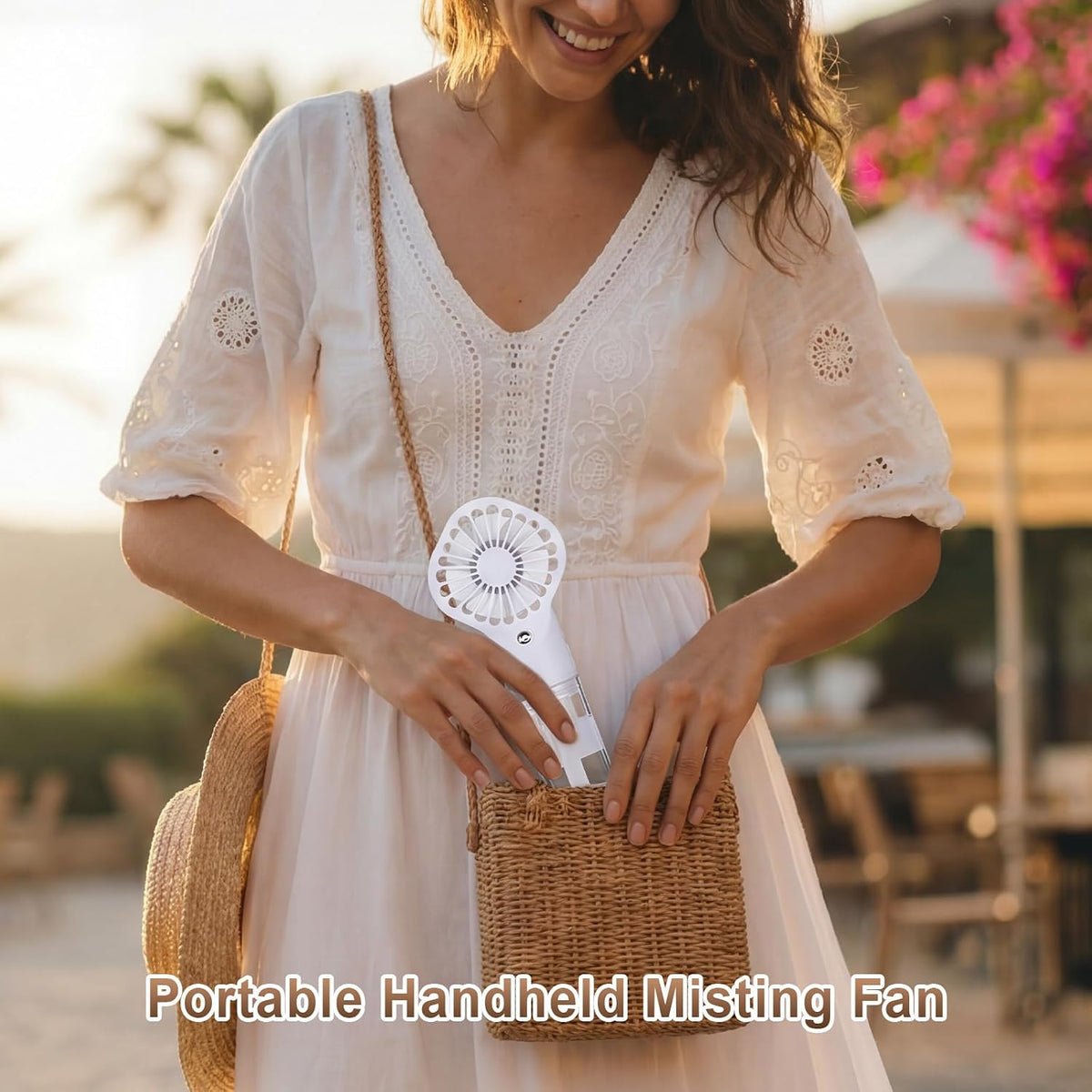 2 Pack Misting Fans Portable Handheld Rechargeable, Spray Fan