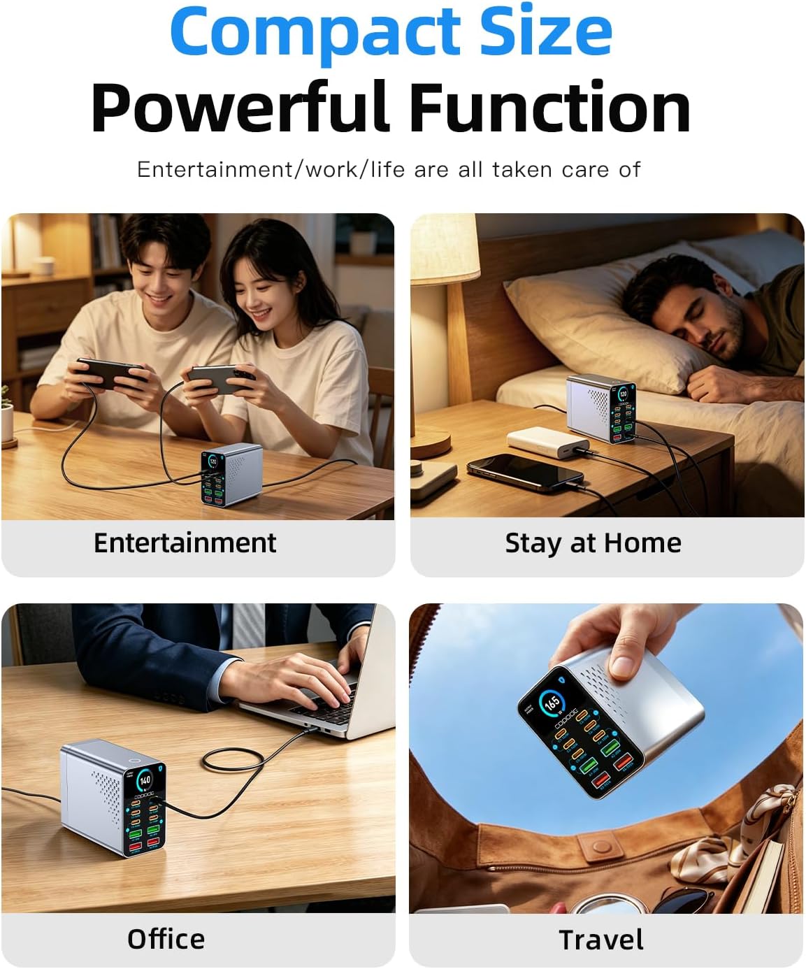 160W Max 10-Port GaN USB C Charger Block, for MacBook Pro, Laptop Charger