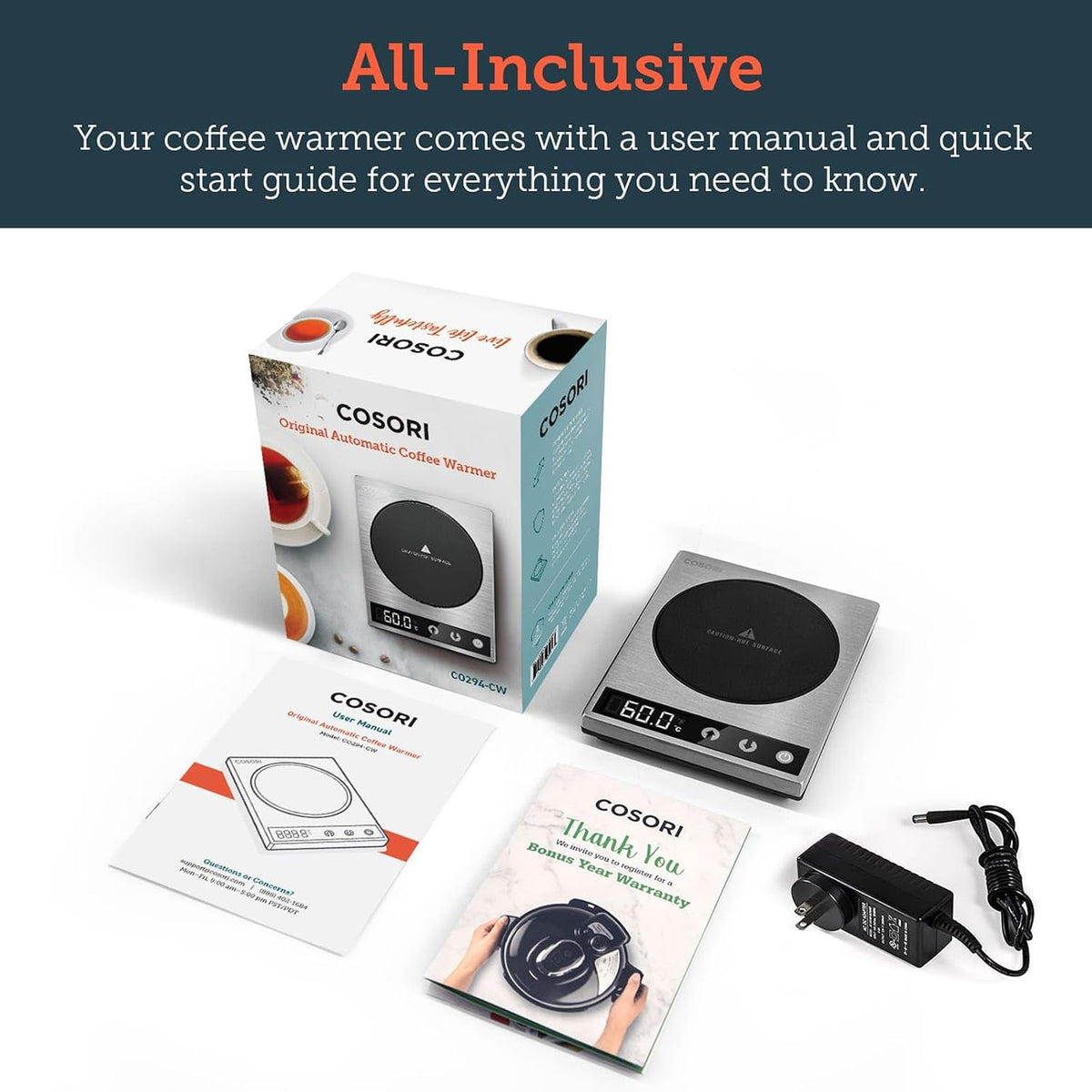 Cosori Coffee Mug Warmer for Desk, Office, 1°F Precise Temperature Control