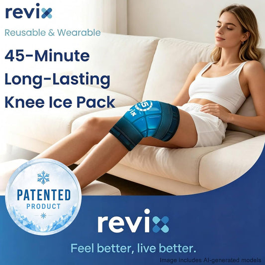REVIX Knee Ice Pack Wrap for Meniscus Tear, ACL, 45-Min Cold Therapy