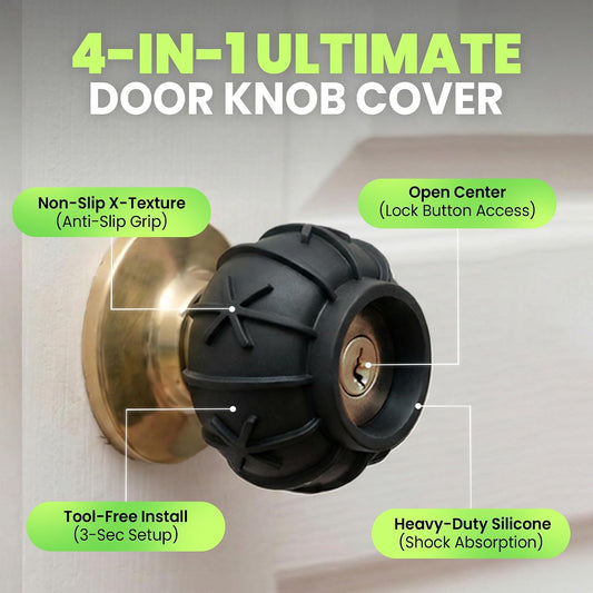HA SHI 2 Covers Silicone Door Knob Cover and Wall Protector, Black