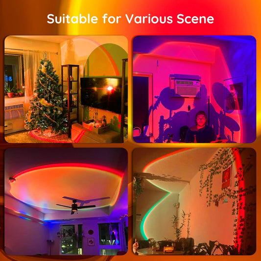 Neroupe Sunset Lamp Projector with APP Control Multicolor Changing Led Lights for Room, 360 Degree Rotation Sunlight Lamp Set Mood Lighting Bedroom Decor Photography for Women