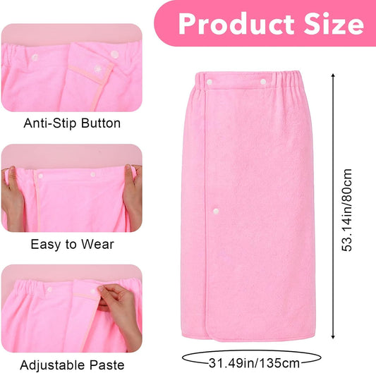4 Pcs Spa Wrap Towel Wrap for Women Women's Shower Wraps Robes Bath Robe Spa Robe with Adjustable Closure Elastic Top