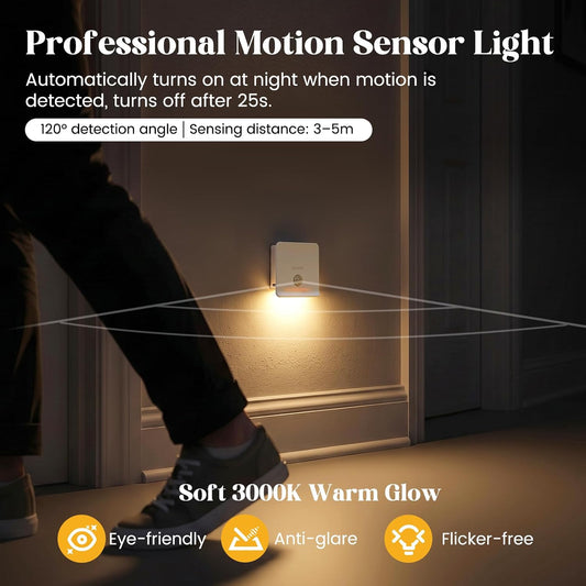 ZISUYU Rechargeable Motion Sensor LED Night Light, Step Light, 3000K Warm