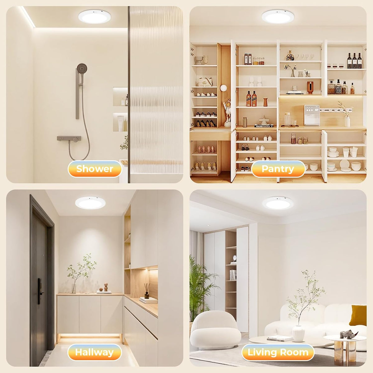 2Pack Rechargeable Magnetic Ceiling Light/Shower Light with Remote