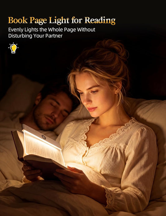 Book Page Light for Reading at Night, Flat Book Light with 3 Colors, Stepless Dimming, 1-99 Min Timer, 1200mAh Rechargeable Page Lamp with 8 Magnetic Bookmarks for Bedside Reading, Travel, Book Lovers