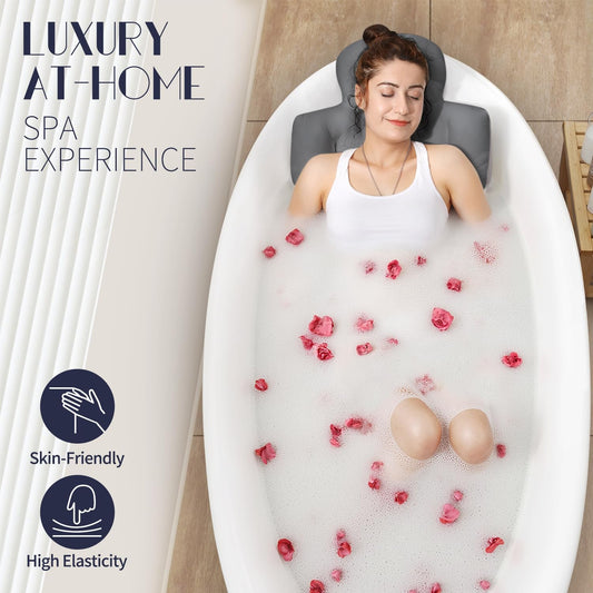 Full Body Bath Pillow for Bathtub, Thick Bathtub Cushion, Luxury Tub Pillow for Bath for Headrest Neck and Back Support White 51" x 16"
