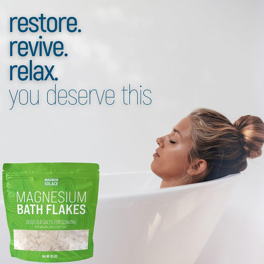 Magnesium Flakes for Bath - Magnesium Chloride Flakes - Dead Sea Salts for Soaking, 10 LBS