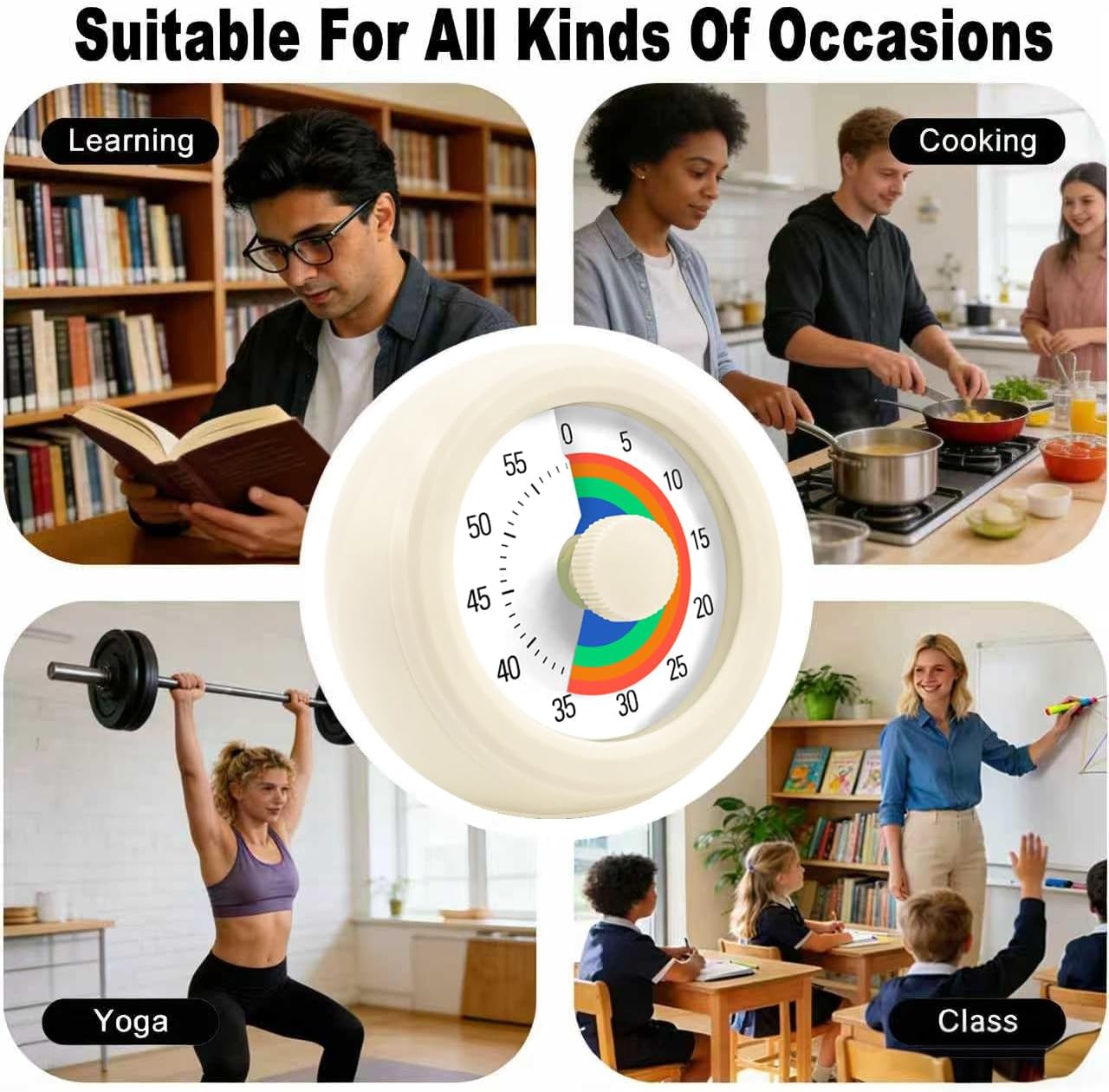 60 Minute Visual Timer with Silent Operation Visual Countdown Timer Rainbow Disk 60 Minute Countdown Timer Task Reminder Home and Kitchen Timer for Kids Desk, Office Meetings (Green)