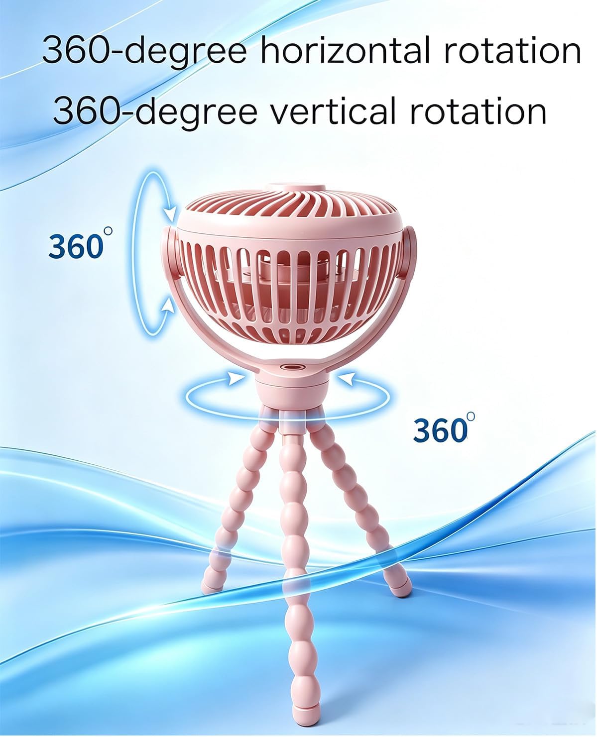 funbliss Portable Stroller Fan,4000mAh Rechargeable