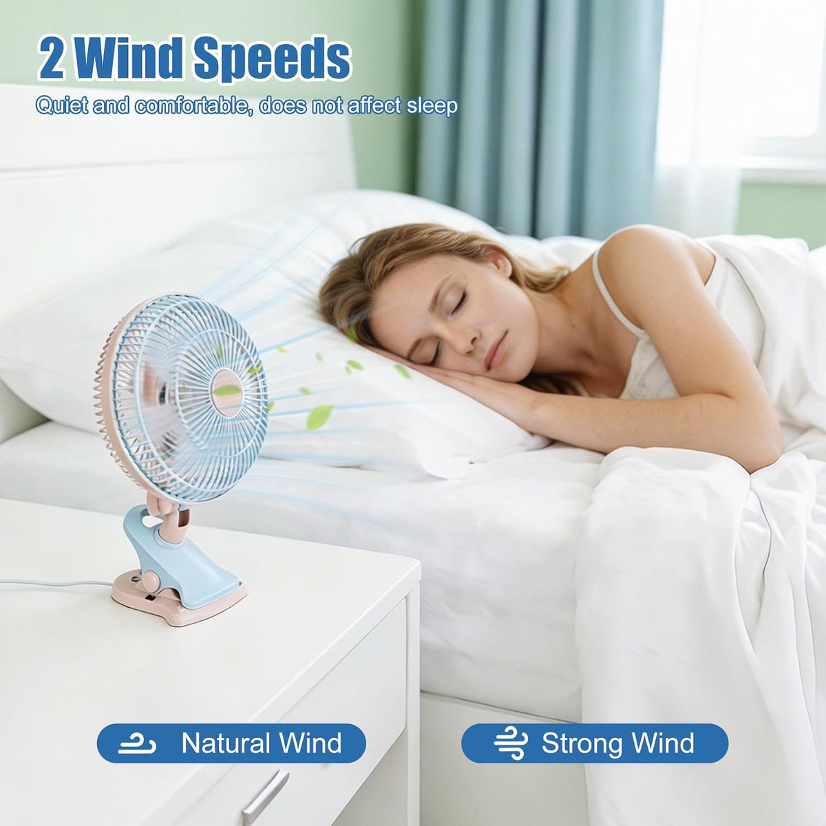 Clip On Fan, AC 110V 8.66inch Adjustable Clip Table Fan, Quiet Clamp Fan