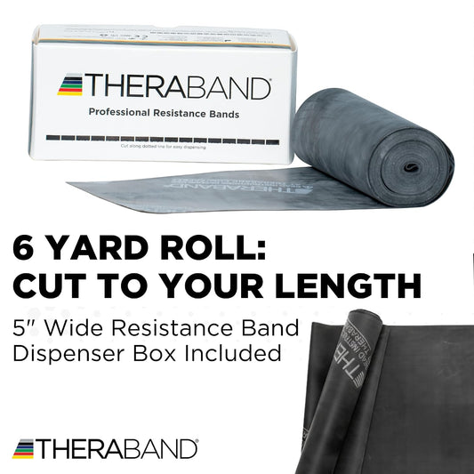 THERABAND Resistance Bands, 6 Yard Roll Professional Latex Elastic Band For Upper & Lower Body, Core Exercise, Physical Therapy, Pilates, Home Workouts, Rehab, Blue, Extra Heavy, Level 5