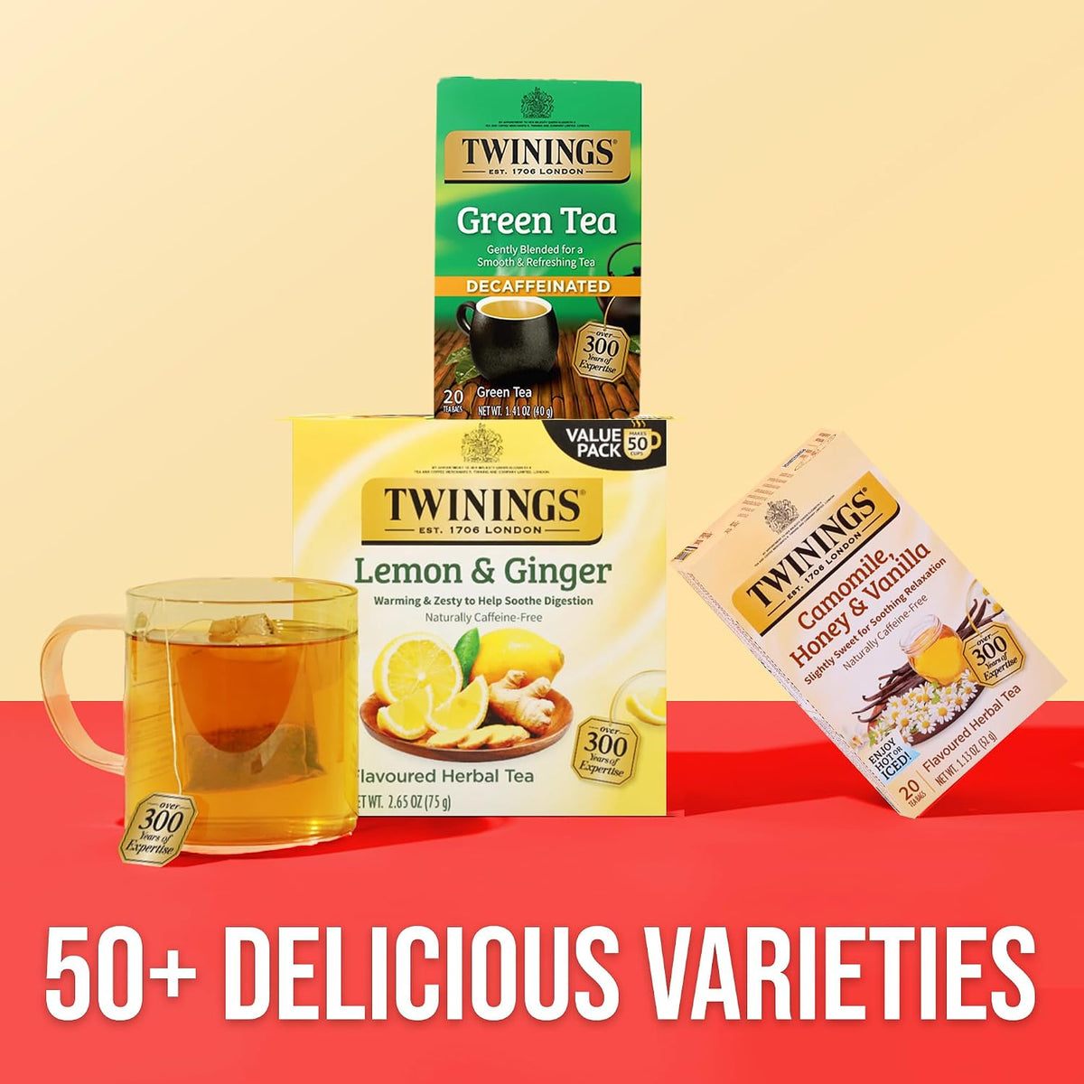 Twinings Decaffeinated Green Tea Individually Wrapped Bags, 20 Count (Pack of 1), Smooth Flavour, Enticing Aroma, Enjoy Hot or Iced, 20 Teabags