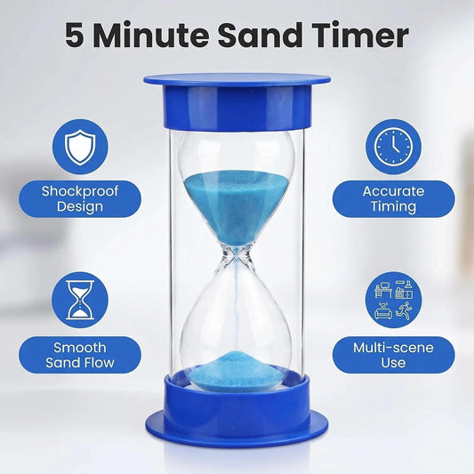 60 Minutes Hourglass Sand Timer, Dual Protection Hour Glass with Sand, Sand Timer for Kids Safety, Sand Clock Watch, Creative Gift, Living Room Office Decorative (Blue)