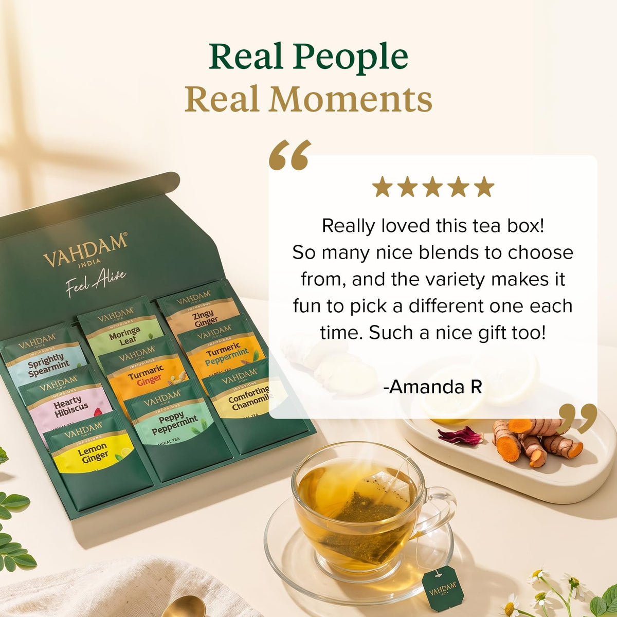 VAHDAM, Assorted Herbal Tea Sampler (18 Tea Bags, 9 Flavors) Caffeine-Free, Non-GMO | Delightful Natural Flavours, Individually Wrapped Tea Bags | Herbal Tea Assortment