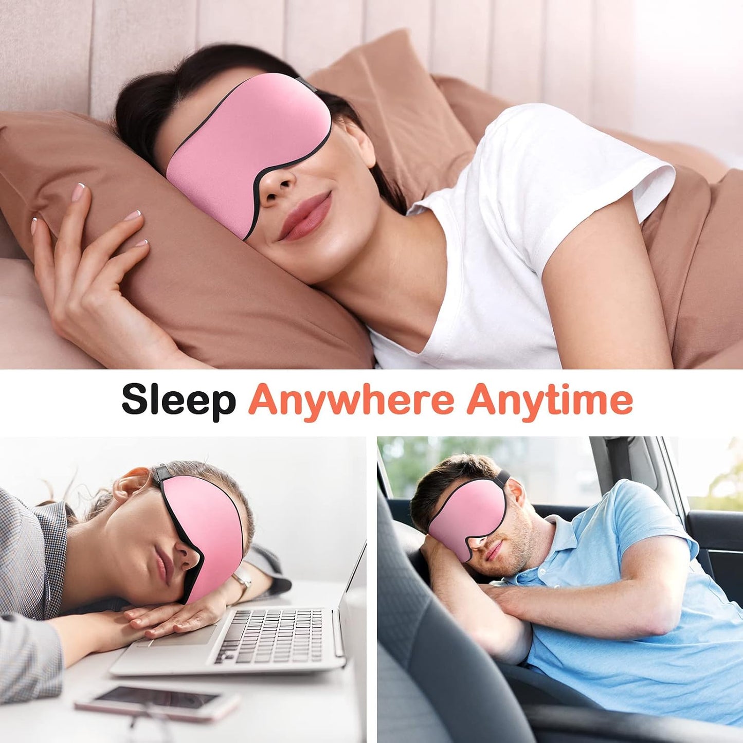 INNELO Sleep Mask for Side Sleeper, Eye Mask Sleeping Women Men, 100% Light Blocking 3D Contoured Cup Sleeping Mask Soft No Eye Pressure Cover Blindfold Night Shade for Travel Nap Yoga, Black