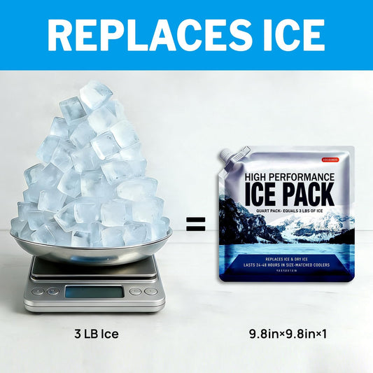 Reusable Ice Packs for Cooler Bag & Large Lunch Box, Long Lasting Gel Freezer Pack for Backpack, Heavy Duty Cold Packs for Camping, Travel, 3 Pack (9.8"x9.8")