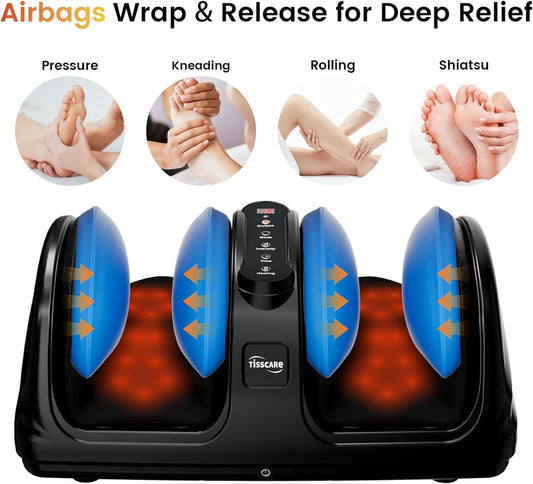 TISSCARE Shiatsu Foot Massager with Heat, FSA Eligible HSA Foot Massager for Plantar Fasciitis, Neuropathy, Circulation and Pain Relief, Massage Feet at Home/Office, Gift for Men and Women