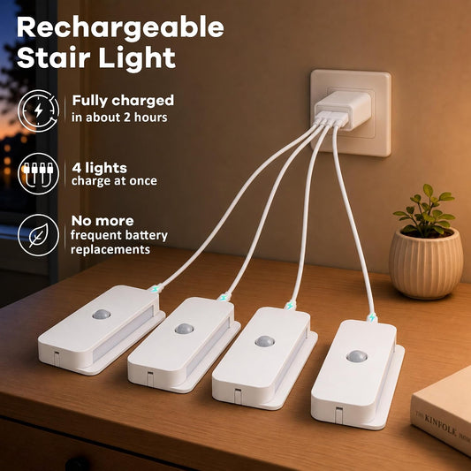 10 Pack Rechargeable Stair Lights Indoor, Motion Sensor LED Night light