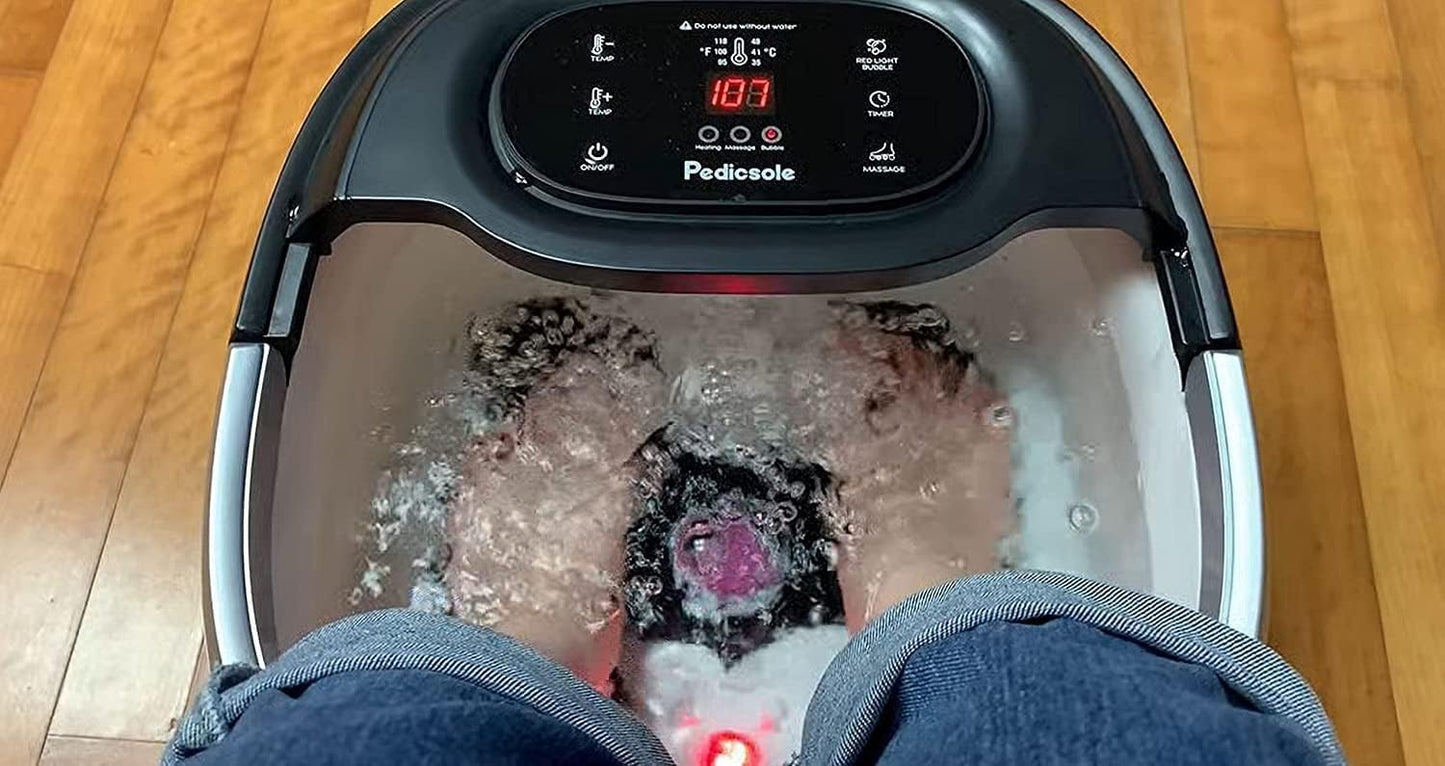 Luxury All in One Foot Spa - Motorized and Heated Foot Spa - Enjoy The Same Pedicure Foot Spa at Home Heat, Bubble Jets, Pedicure Stone, Motorized Massage Roller to Relieve Feet Stress