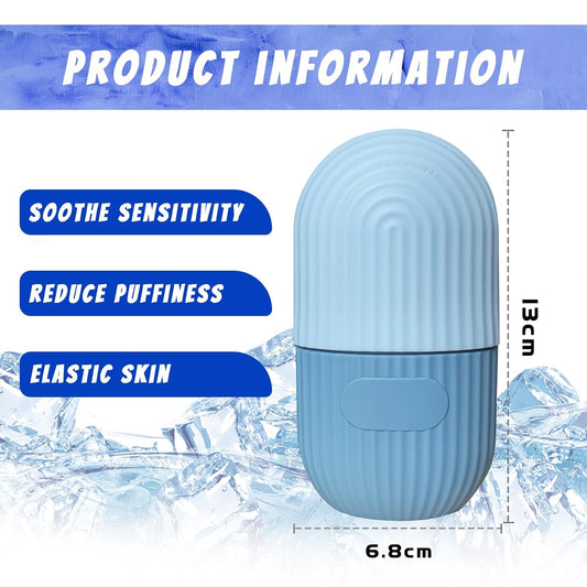 Joyeee Ice Face Roller, Reusable Silicone Mold Face Massage Eye Facial Beauty Skin Care Tools Apply Ice for Shrink Pores Anti Wrinkle Reduce Puffiness Improve Skin Elasticity, Striped