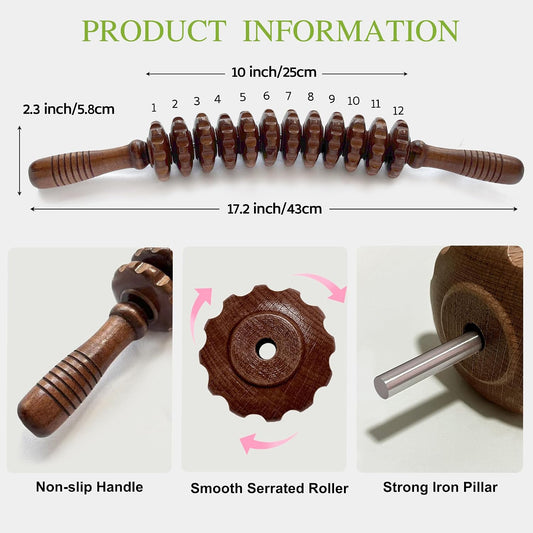 Wooden Massager Handheld Roller Trigger Point Massager Stick for Fascia, Cellulite, Muscle & Abdomen , Body Therapy Massager, Muscle Belly Relief Toolβ¦