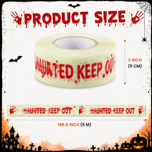 PVWSG Glow in Dark Halloween Caution Tape Decorations, 2 in x 16.4 ft