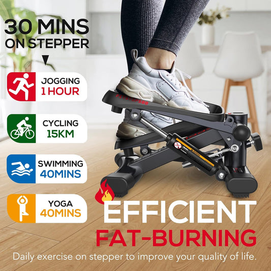 Keppi Fitness Stair Stepper, Steppers for Exercise at Home, Stepper with 2 Pairs of Resistance Bands for Efficient Cardio - Fitstep Series