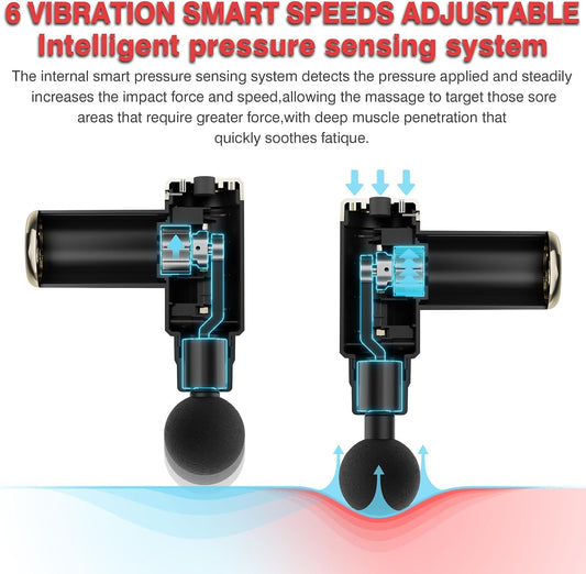 cotsoco Massage Gun Deep Tissue for Pain Relief with 4 Massage Heads & 6 Speeds, Electric Mini Handheld Body Massager for Any Pain Relief, Best Gifts for Men and Mom