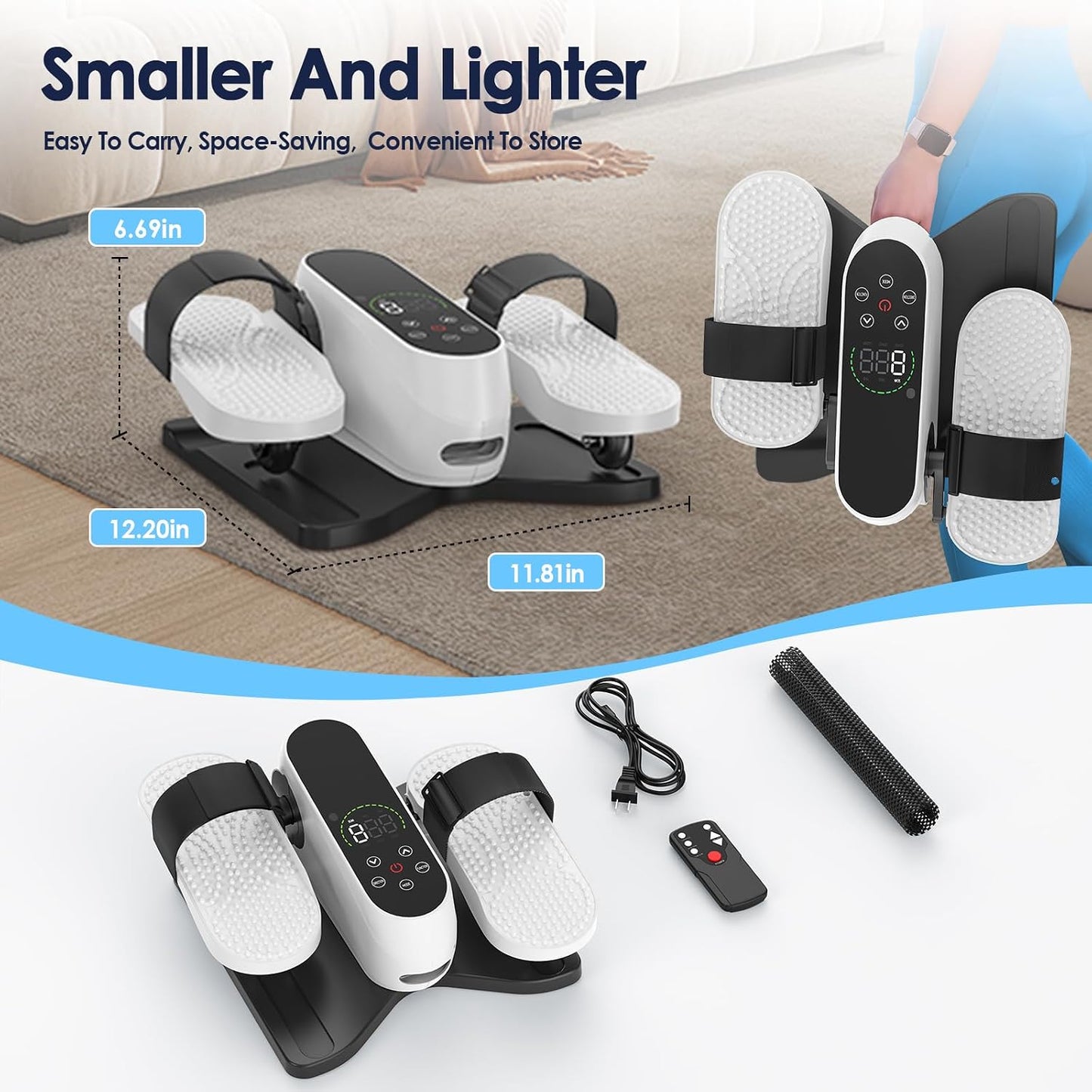 2025 New Under Desk Elliptical Machine,Portable Seated Pedal Exercise Machine for Seniors, 12 Adjustable Speed Elipse Leg Exerciser with Remote Control,Quiet Foot Exercise Machine for Home Office