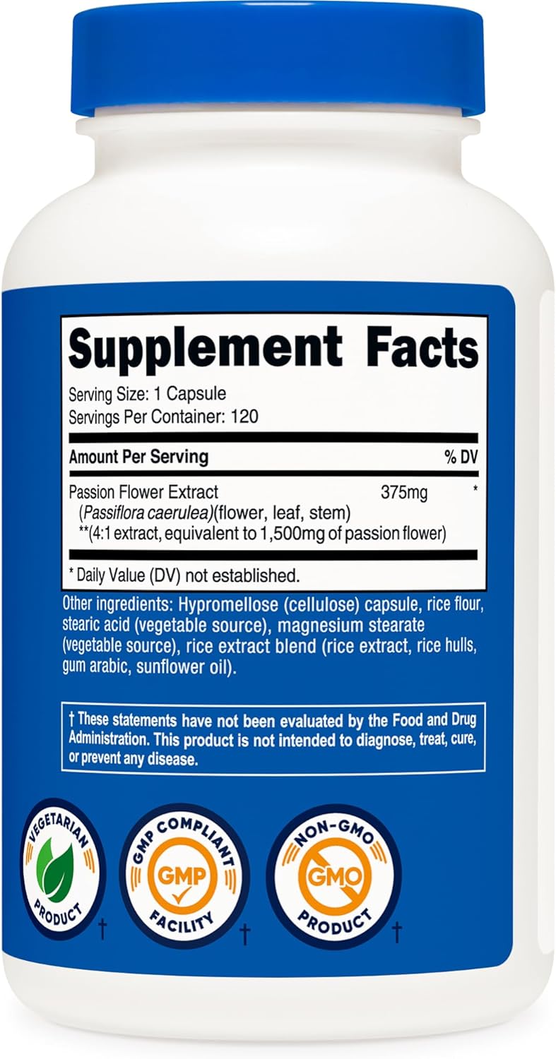 Nutricost Passion Flower Extract 120 Capsules for 120 Servings Per Bottle