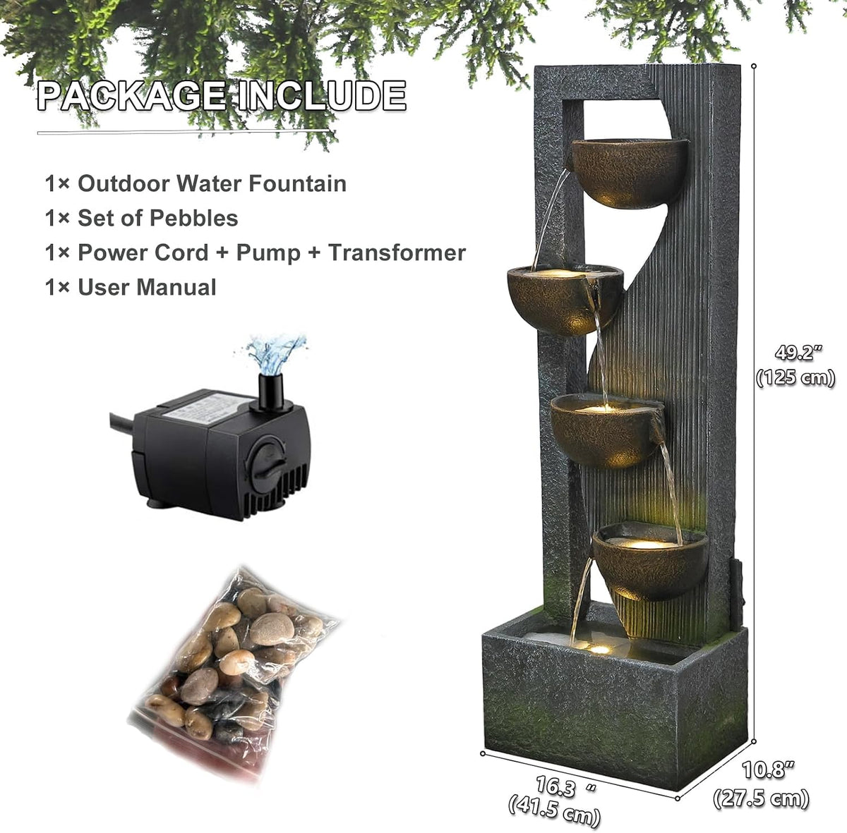 Sunlinua Modern Indoor Tabletop Water Fountain for Office Decor