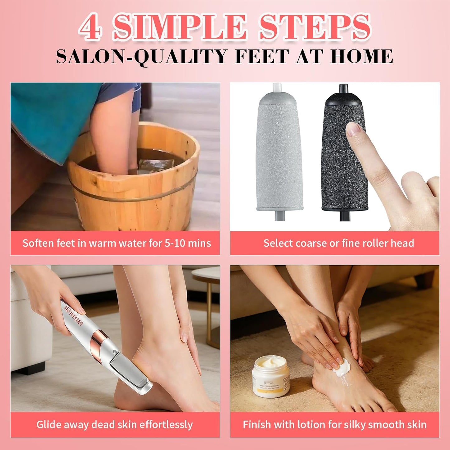 Foot Callus Remover, Electric Callus Remover for Feet with Dual Roller Heads, 2 Speeds & LED Light, 3× Faster Than Manual, 90-Min Runtime, Pedicure Tools for Feet, Foot File for Home Use