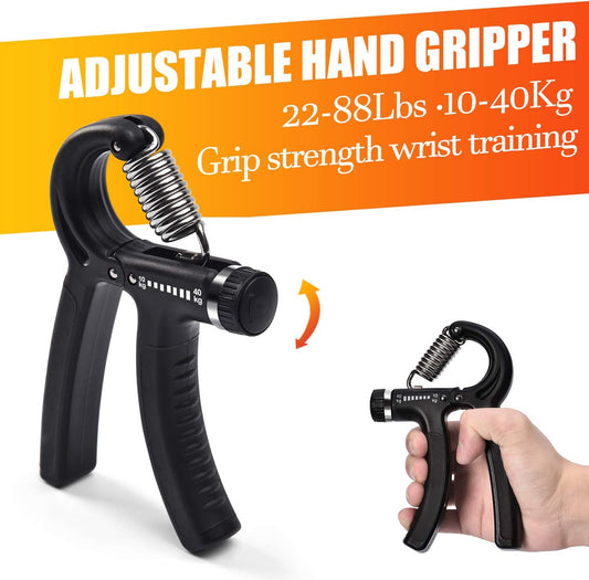 Grip Strength Trainer 7 Pack Adjustable Hand Gripper, Finger Stretcher Resistance Extensor Bands, Finger Exerciser, Grip Strength Ring & Stress Ball, Hand Grip Strengthener