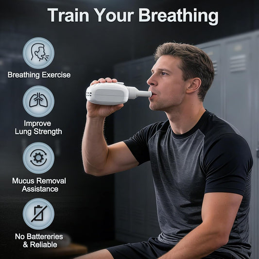 Breathing Exercise Device for Lungs, Non-Measuring Exerciser, Effective Lung Trainer and Breathing Trainer with 6 Adjustable Levels, Portable Mucus Clearance Device to Improve Breathing and Health