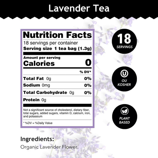 Buddha Teas Organic Lavender Tea - Herbal Tea, Microplastic & Caffeine Free