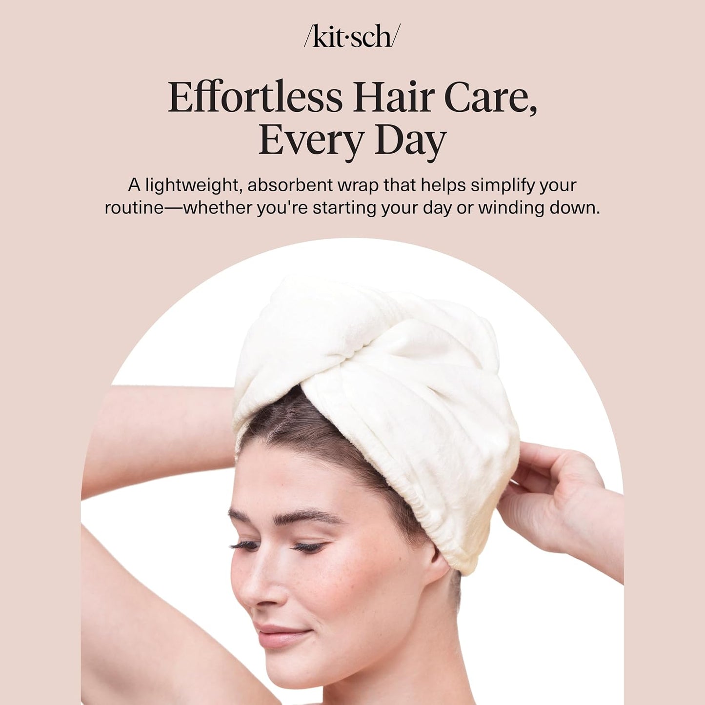 Kitsch Microfiber Hair Towel Wrap for Women – Ultra Absorbent Microfiber Bath Towels for Wet, Curly, Long or Short Hair – Anti-Frizz Hair Wrap, Great Hair Products Gift for Women – Pink