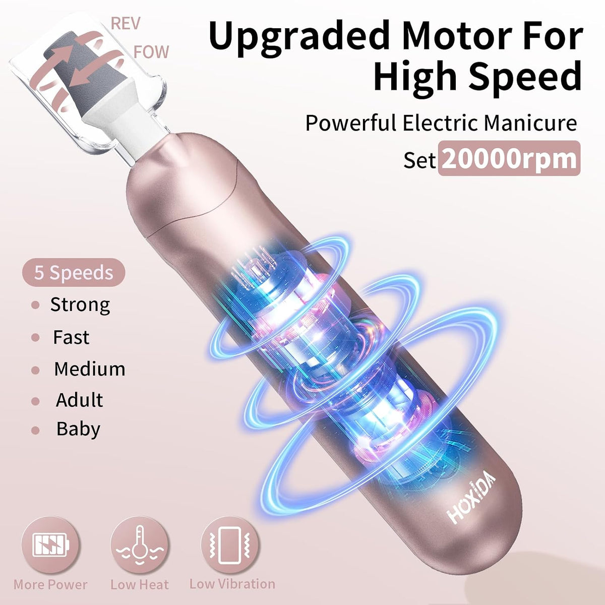 Hoxida Nail Drill Grinder for Senior Thick Toenail Manicure Pedicure Kit
