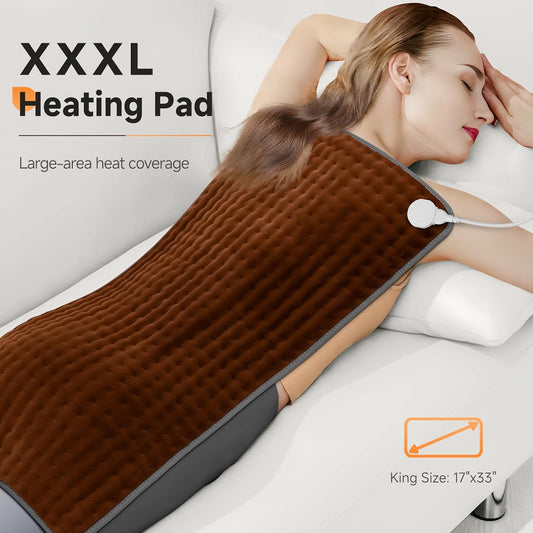 17"x33" Heating Pad for Back Pain Relief, Extra Large Electric Heat Pads