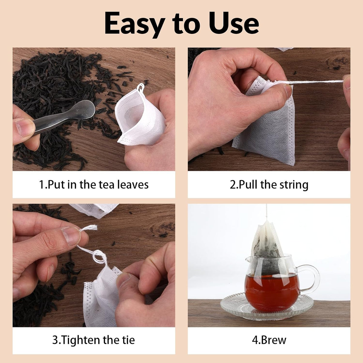 300 Pcs Disposable Empty Tea Bags for Loose Leaf Tea