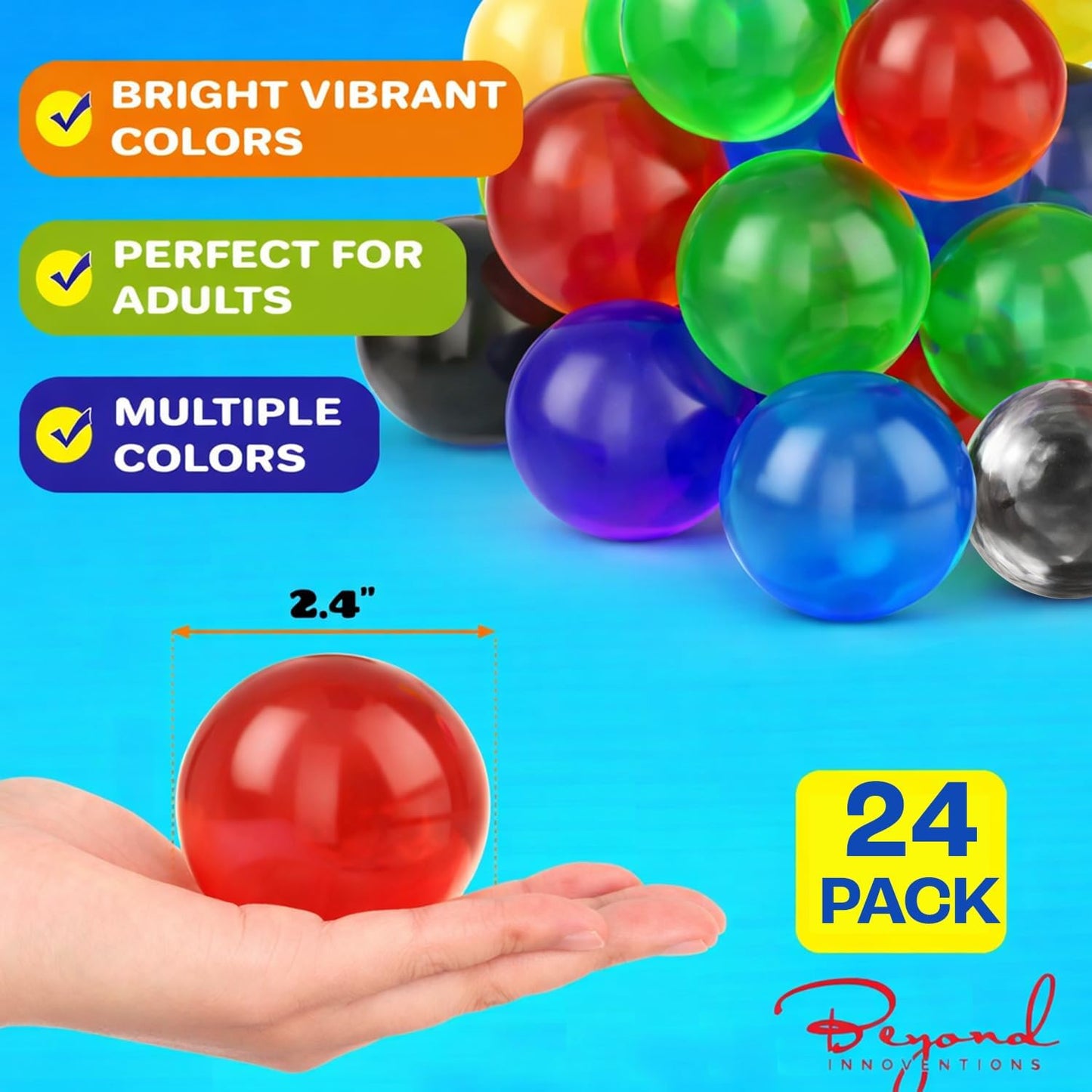 Stress Balls for Adults - 18 Pack | Fidget Toys | XL Stress Ball, Office Supplies, Squishy Fidget Toys | Anxiety Relief Calming Tool | Squishy Balls for Autism & ADHD, Assorted